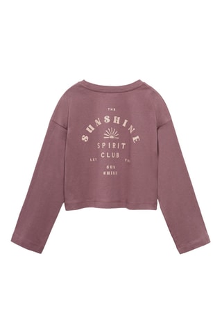T-shirt manches longues imprimé - Prune