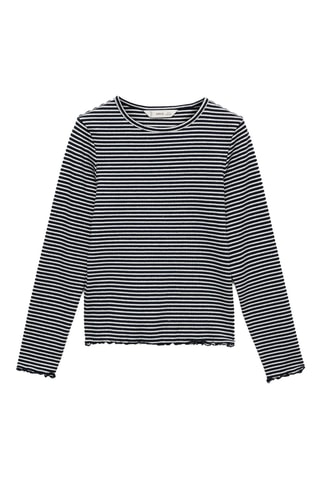 T-shirt manches longues rayures - Bleu marine