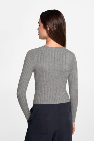 Pull-over maille côtelée top - Gris