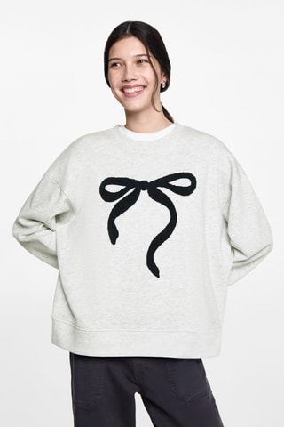 Sweat-shirt motif en relief - Gris clair chiné