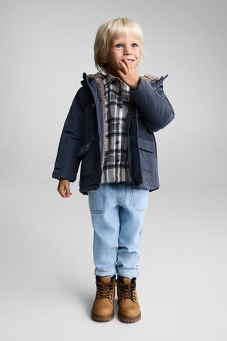 Anorak matelassée imitation mouton retourné - Bleu