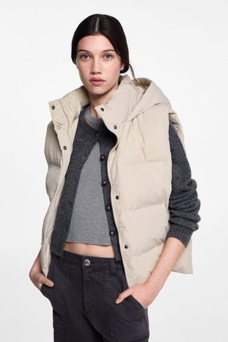 Gilet matelassé à capuche - Écru