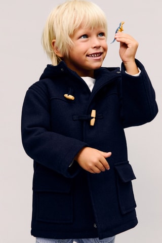 Manteau long capuche - Bleu marine