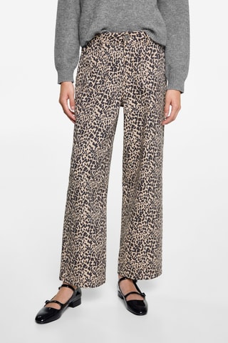 Pantalon droit léopard - Beige et noir