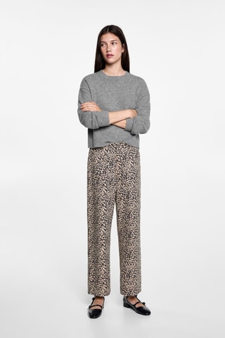 Pantalon droit léopard - Beige et noir