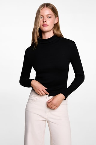 T-shirt coton manches longues - Noir