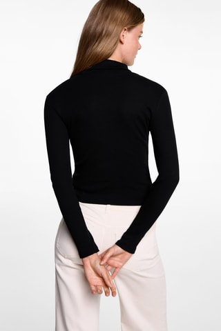 T-shirt coton manches longues - Noir