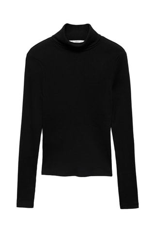T-shirt coton manches longues - Noir