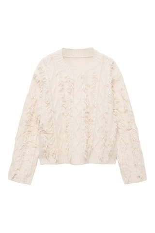 Pull-over maille franges - Écru