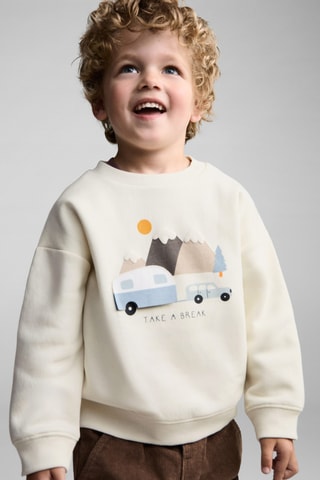 Sweat-shirt imprimé animé - Blanc cassé