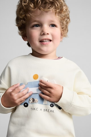 Sweat-shirt imprimé animé - Blanc cassé
