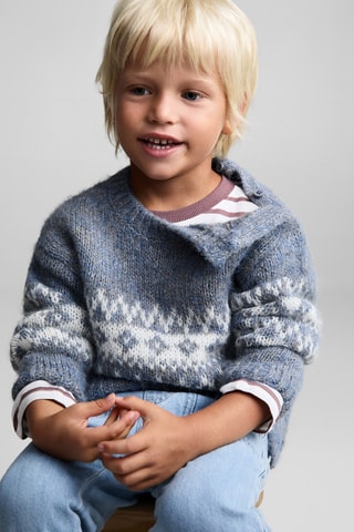 Pull-over maille jacquard - Bleu