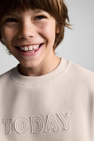 Sweat-shirt message brodé - Gris