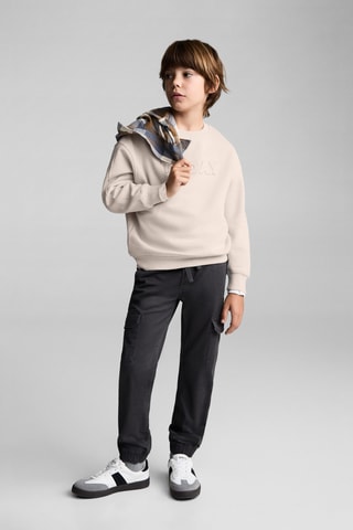 Sweat-shirt message brodé - Gris