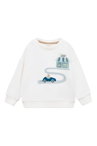 Sweat-shirt coton imprimé - Blanc cassé