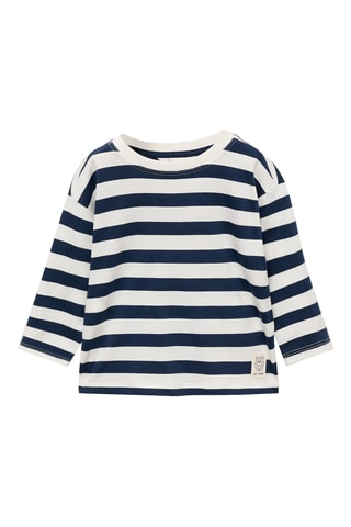 T-shirt manches longues rayures - Bleu marine