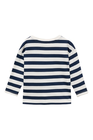 T-shirt manches longues rayures - Bleu marine