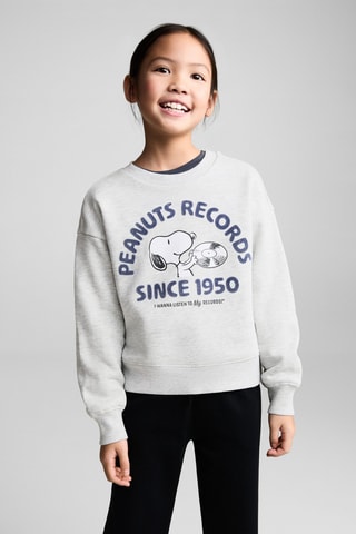 Sweat-shirt imprimé Snoopy - Gris clair chiné