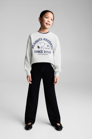 Sweat-shirt imprimé Snoopy - Gris clair chiné