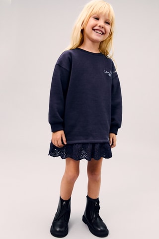 Robe sweat-shirt brodée - Bleu marine