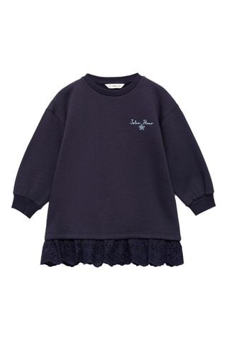 Robe sweat-shirt brodée - Bleu marine