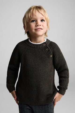 Pull-over maille détail boutons - Kaki