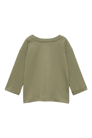 T-shirt manches longues imprimé relief - Kaki