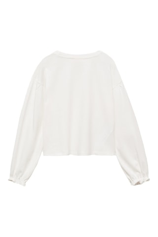 T-shirt manches longues détail strass - Blanc cassé
