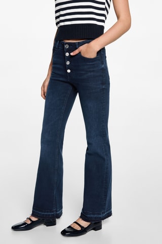 Jean flare boutons - Bleu foncé