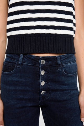Jean flare boutons - Bleu foncé