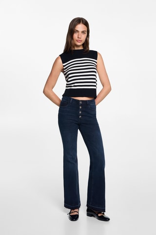 Jean flare boutons - Bleu foncé