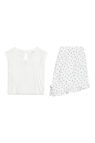 Pyjama court imprimé - Blanc cassé