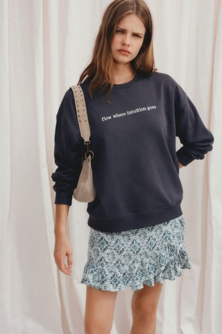 Sweat-shirt coton détails brodés - Anthracite