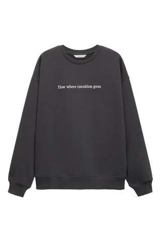 Sweat-shirt coton détails brodés - Anthracite