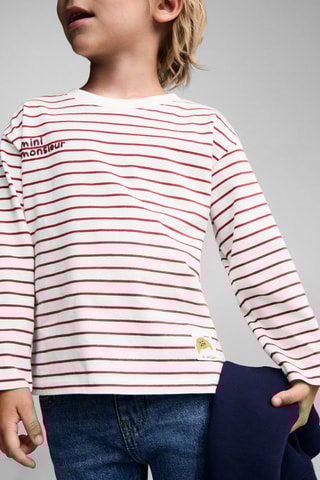 T-shirt manches longues imprimé - Rouge