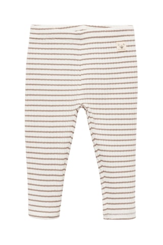Leggings coton rayures - Ecru et marron