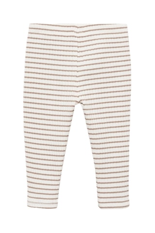 Leggings coton rayures - Ecru et marron