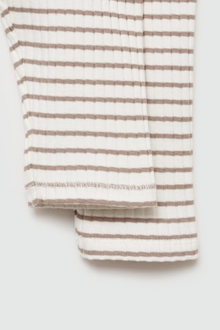 Leggings coton rayures - Ecru et marron