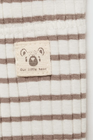 Leggings coton rayures - Ecru et marron