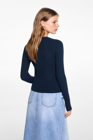 Pull-over à rayures et ouvertures - Bleu marine