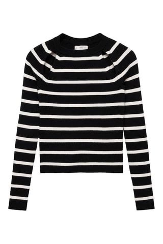 Pull-over à rayures et ouvertures - Noir