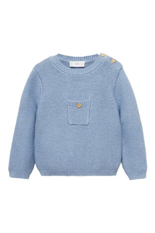 Pull-over maille poche - Bleu