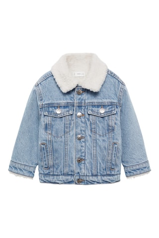 Blouson denim fourré mouton - Bleu clair