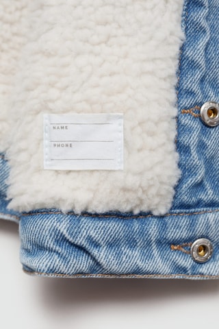 Blouson denim fourré mouton - Bleu clair