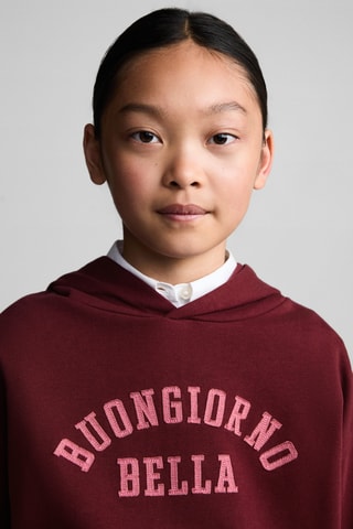Sweat-shirt imprimé capuche - Bordeaux