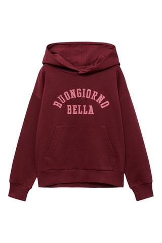 Sweat-shirt imprimé capuche - Bordeaux