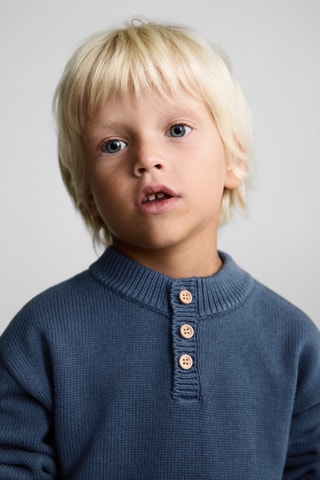 Pull-over maille poche kangourou - Indigo