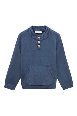 Pull-over maille poche kangourou - Indigo