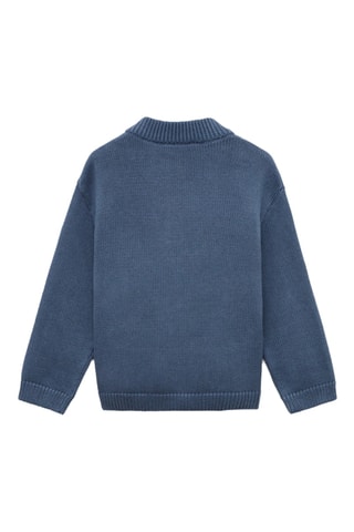 Pull-over maille poche kangourou - Indigo