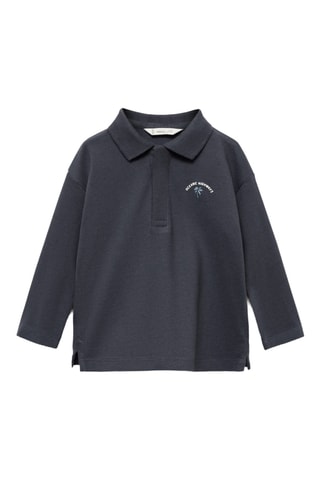 Polo coton imprimé - Gris foncé